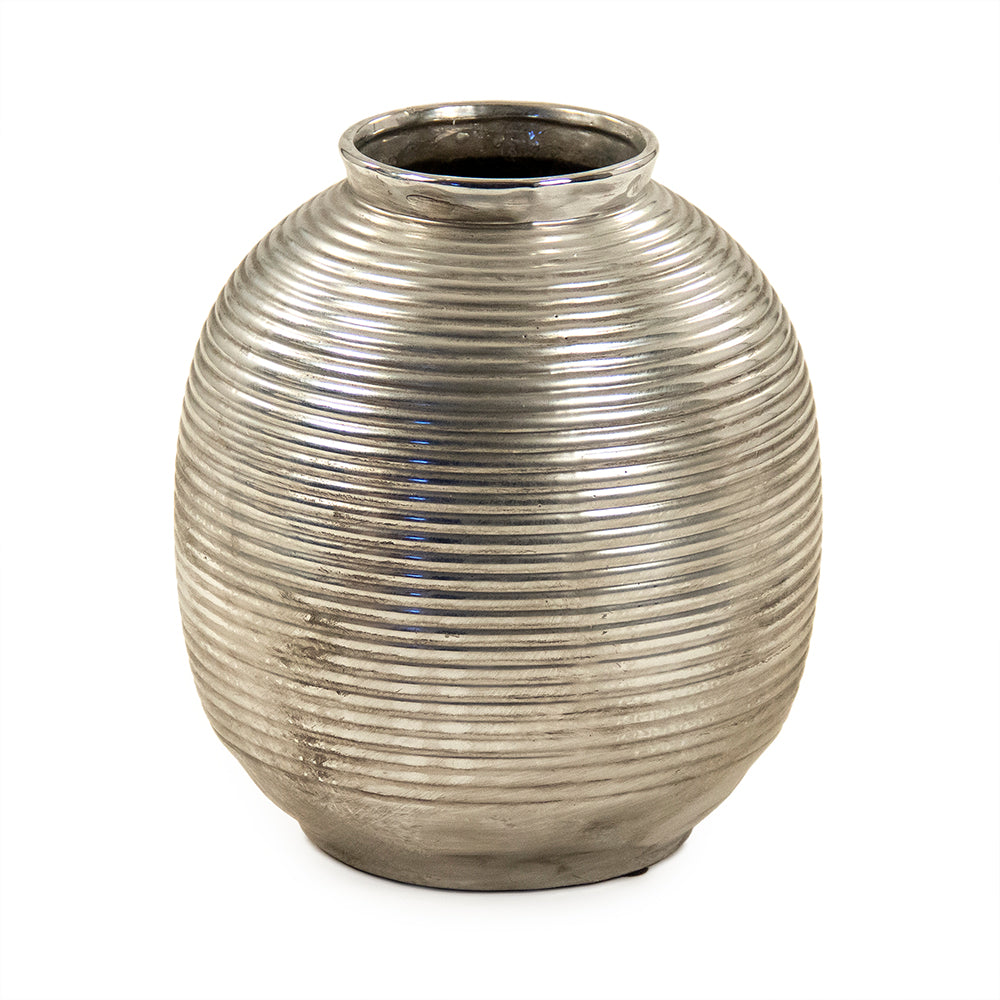 Distressed Metallic Spherical Vase