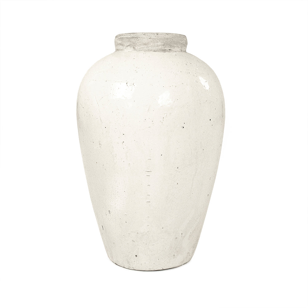 Distressed White Jar (4871L A25A)
