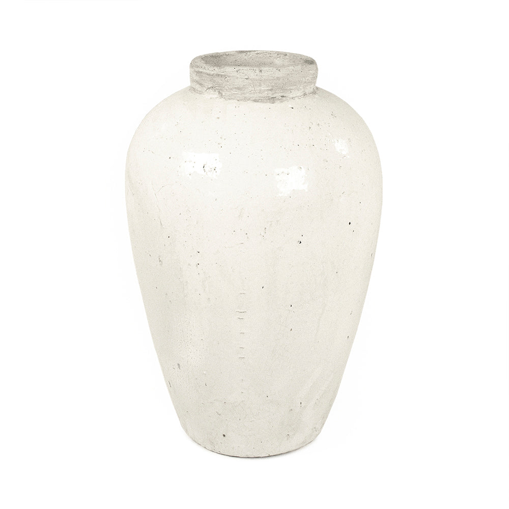 Distressed White Jar (4871L A25A)