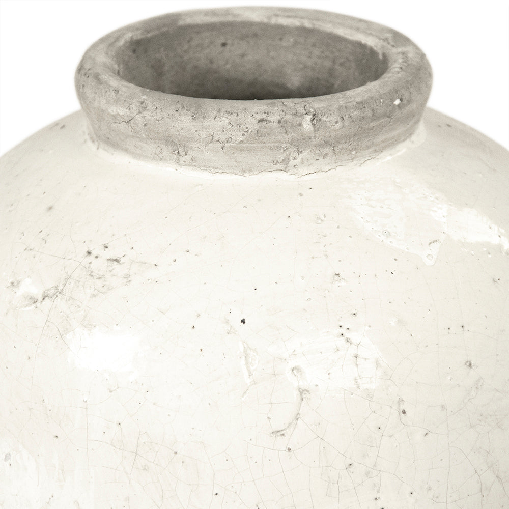 Distressed White Jar (4871L A25A)