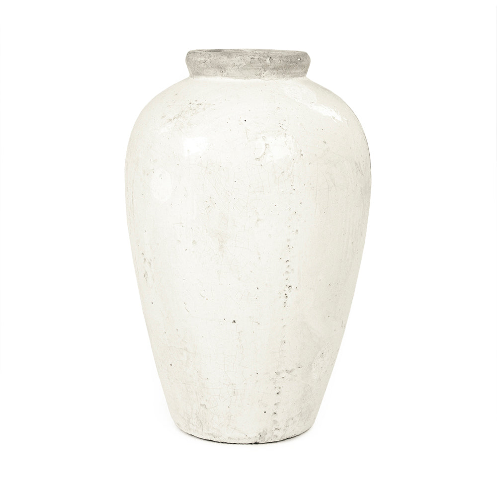 Distressed White Jar (4871S A25A)