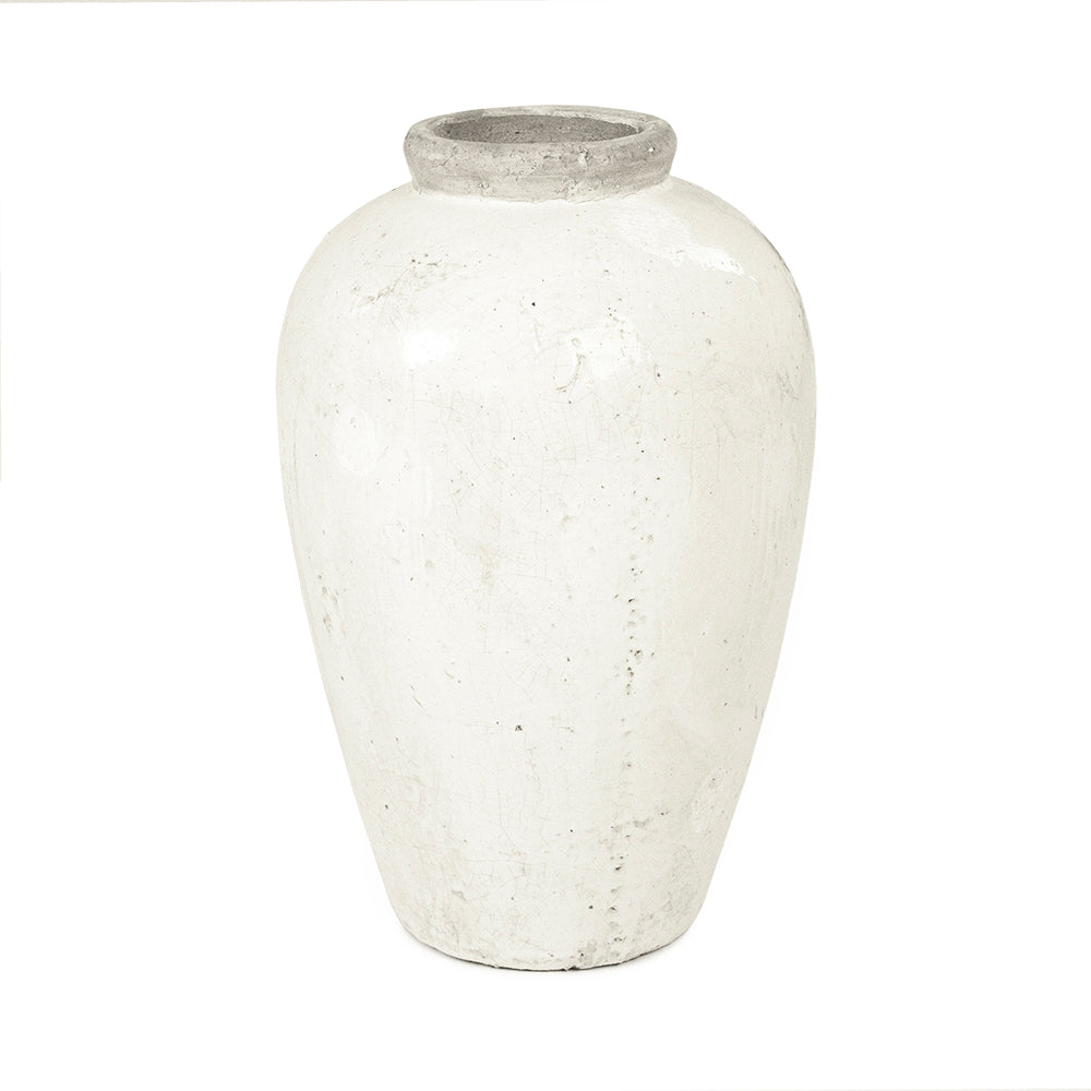 Distressed White Jar (4871S A25A)