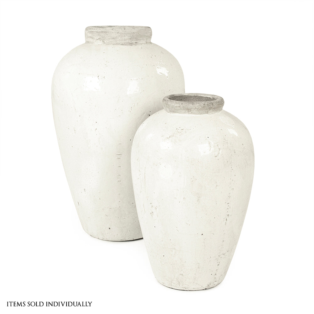 Distressed White Jar (4871L A25A)