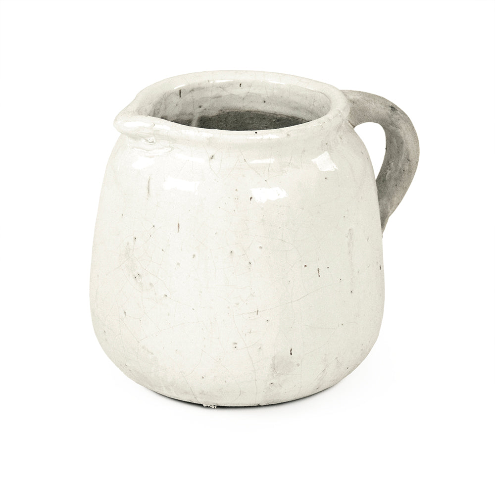 Distressed White Jar (8562L A25A)