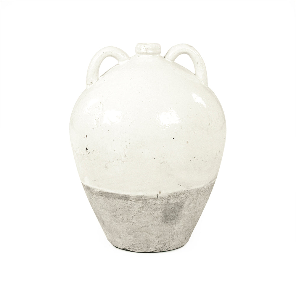 Distressed White Jar (8563L A25A)