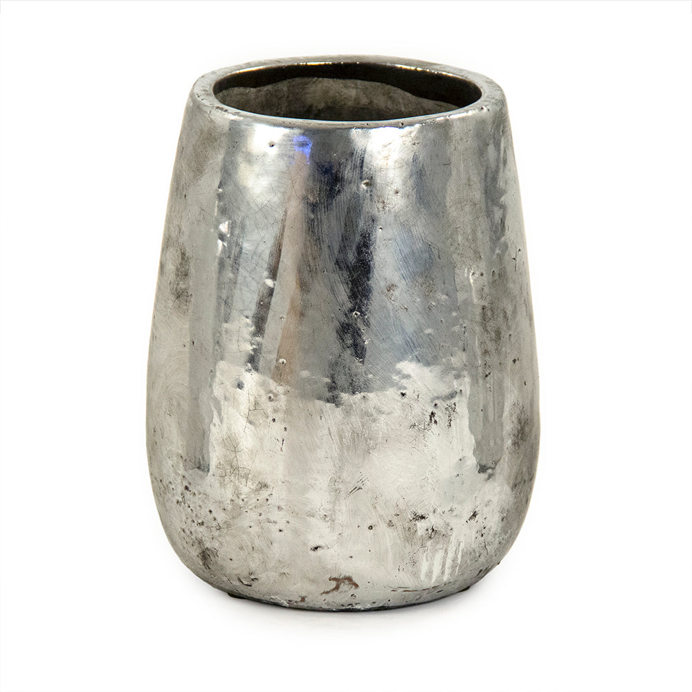 Distressed Metallic Vase
