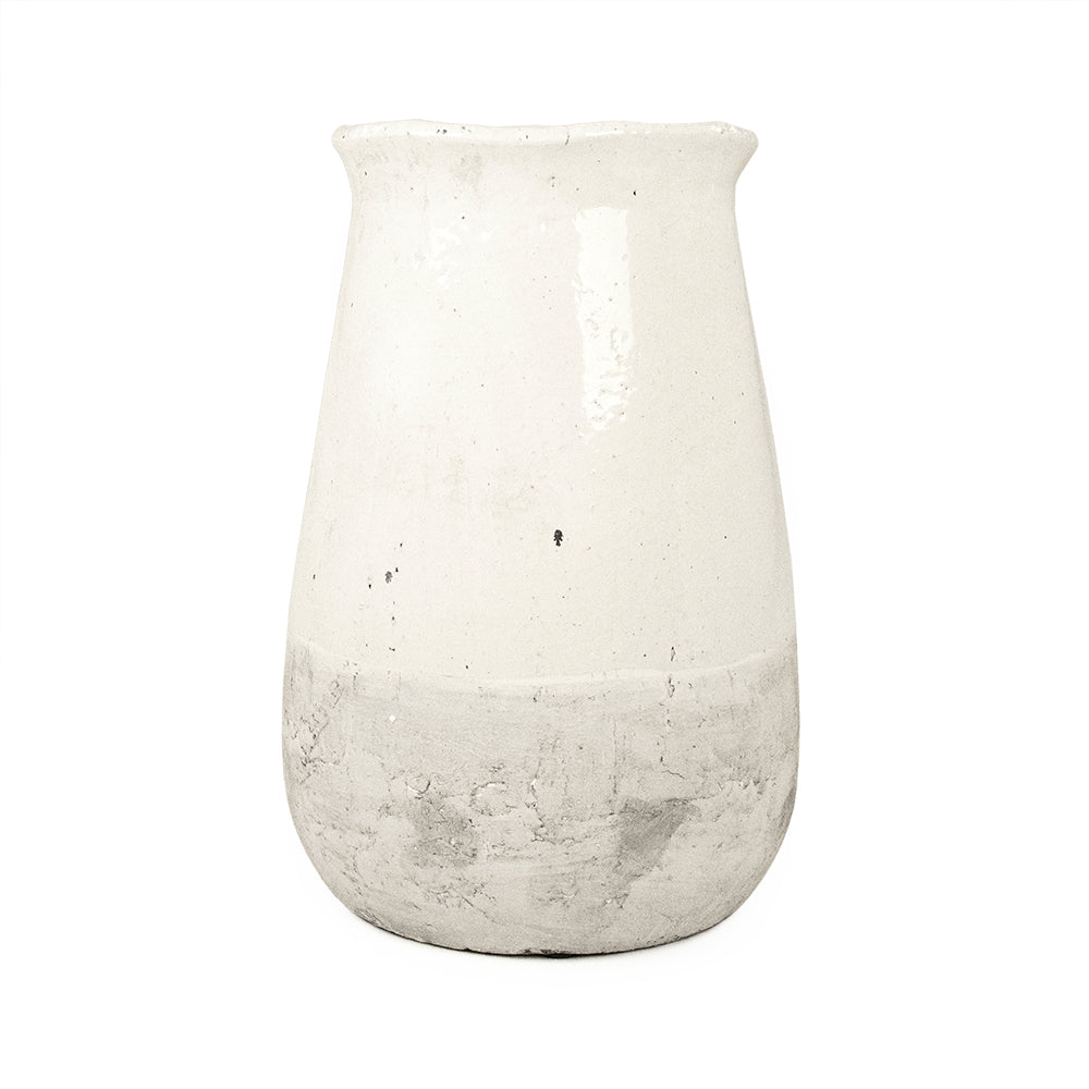Distressed White Vase (9801S A25A)