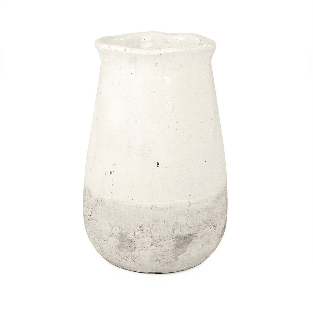 Distressed White Vase (9801S A25A)