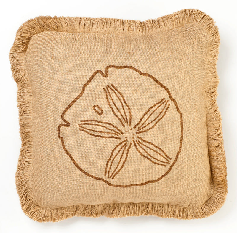 Brown Sand Dollar Burlap Pillow
