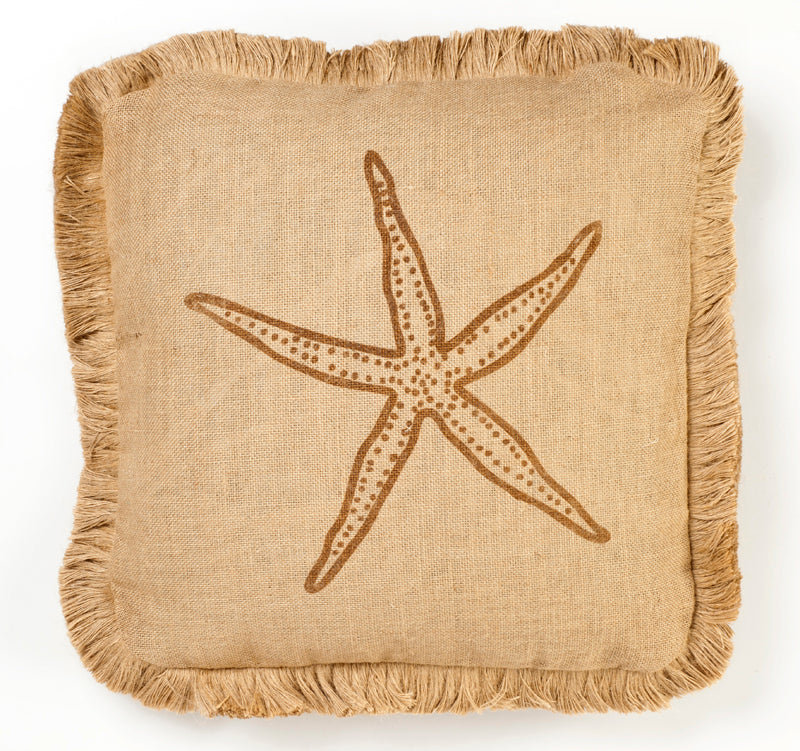 Brown Starfish Burlap Pillow