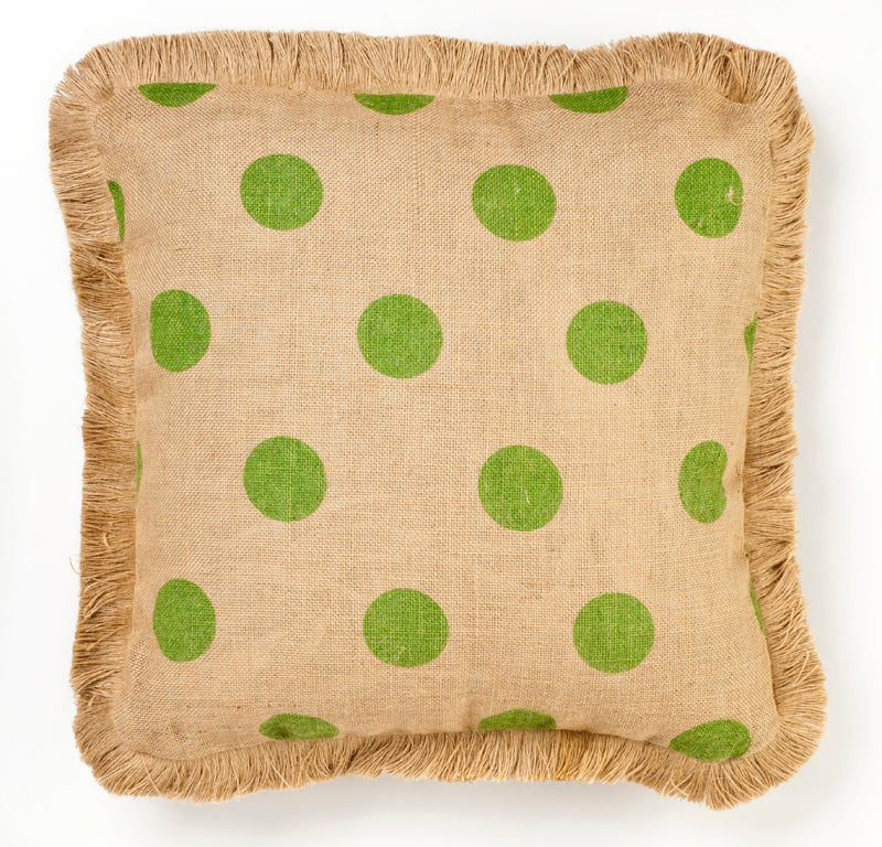 Green Dot Burlap Pillow