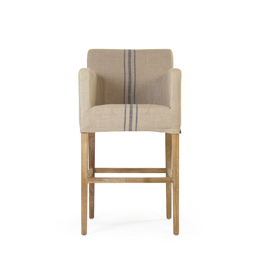 Avignon Slipcover Bar Stool Blue Stripe