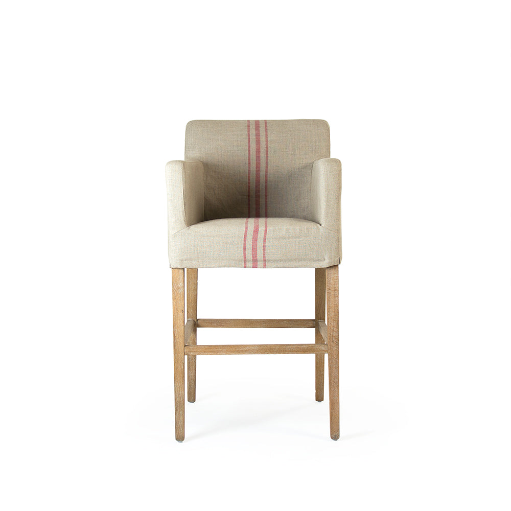 Avignon Slipcover Bar Stool Red Stripe