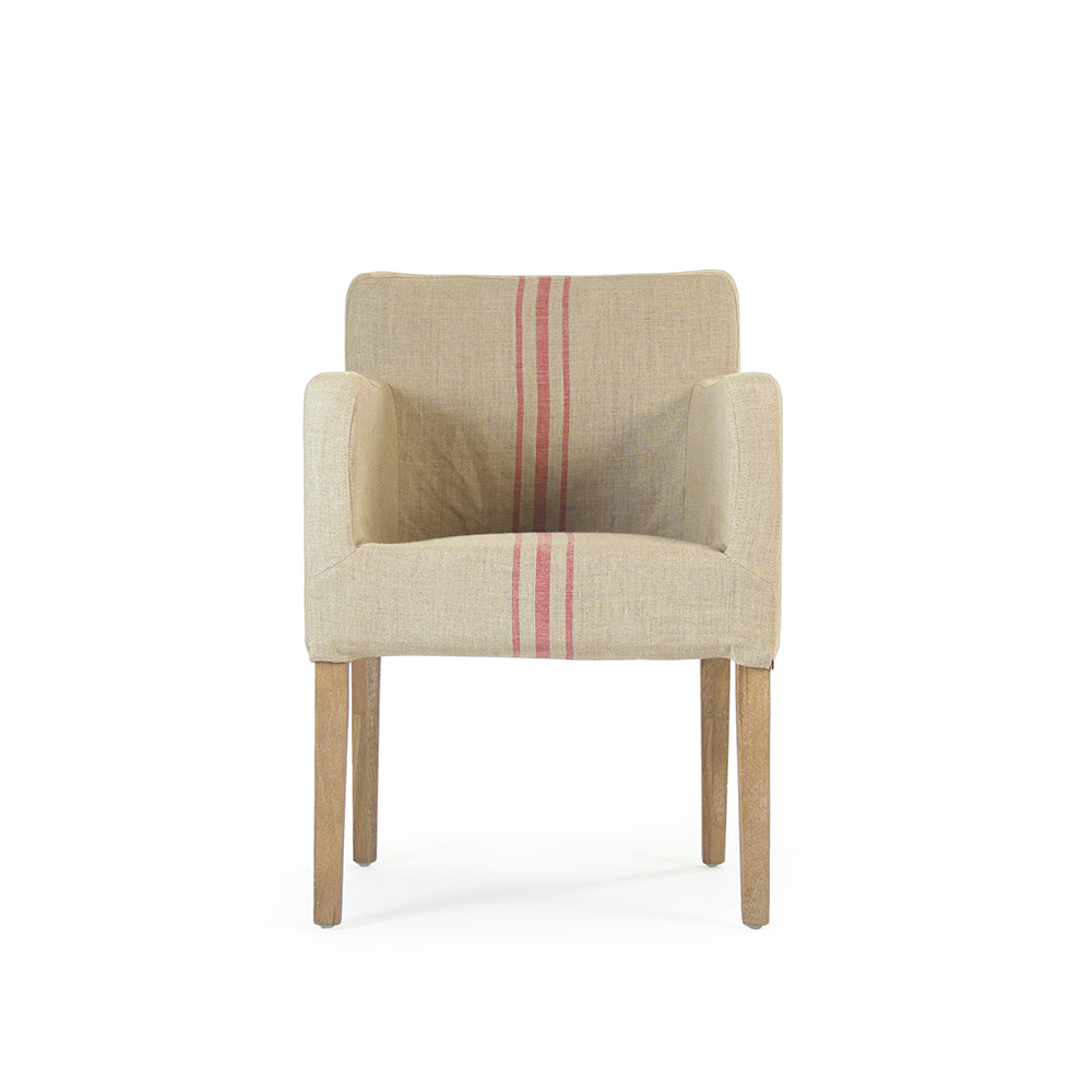 Avignon Slipcover Arm Chair Red Stripe