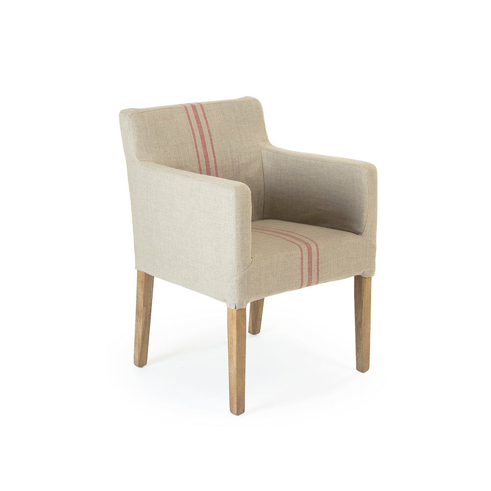 Avignon Slipcover Arm Chair Red Stripe