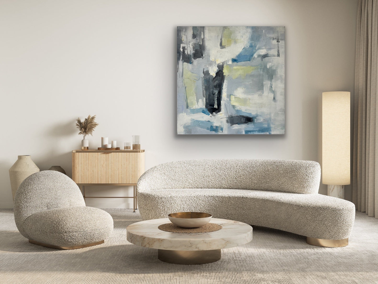 Abstract Blue Fog Painting