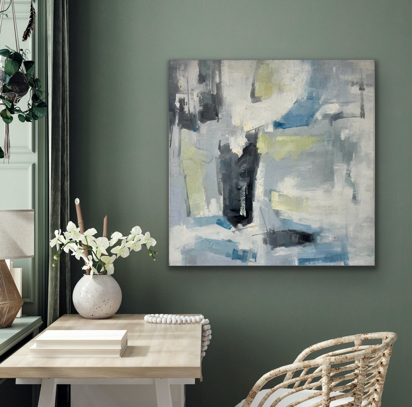 Abstract Blue Fog Painting
