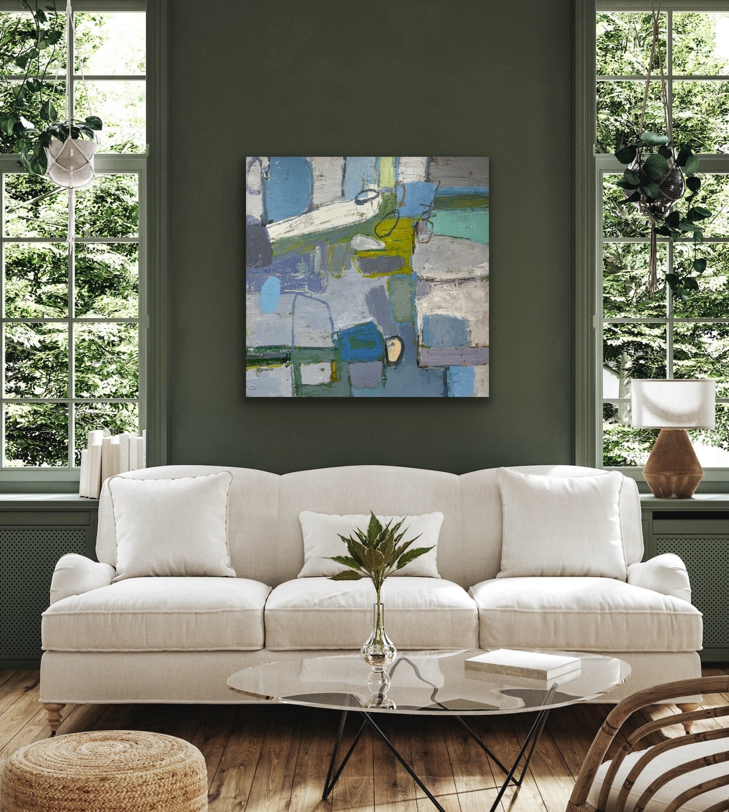Abstract Blue Shapes Painting