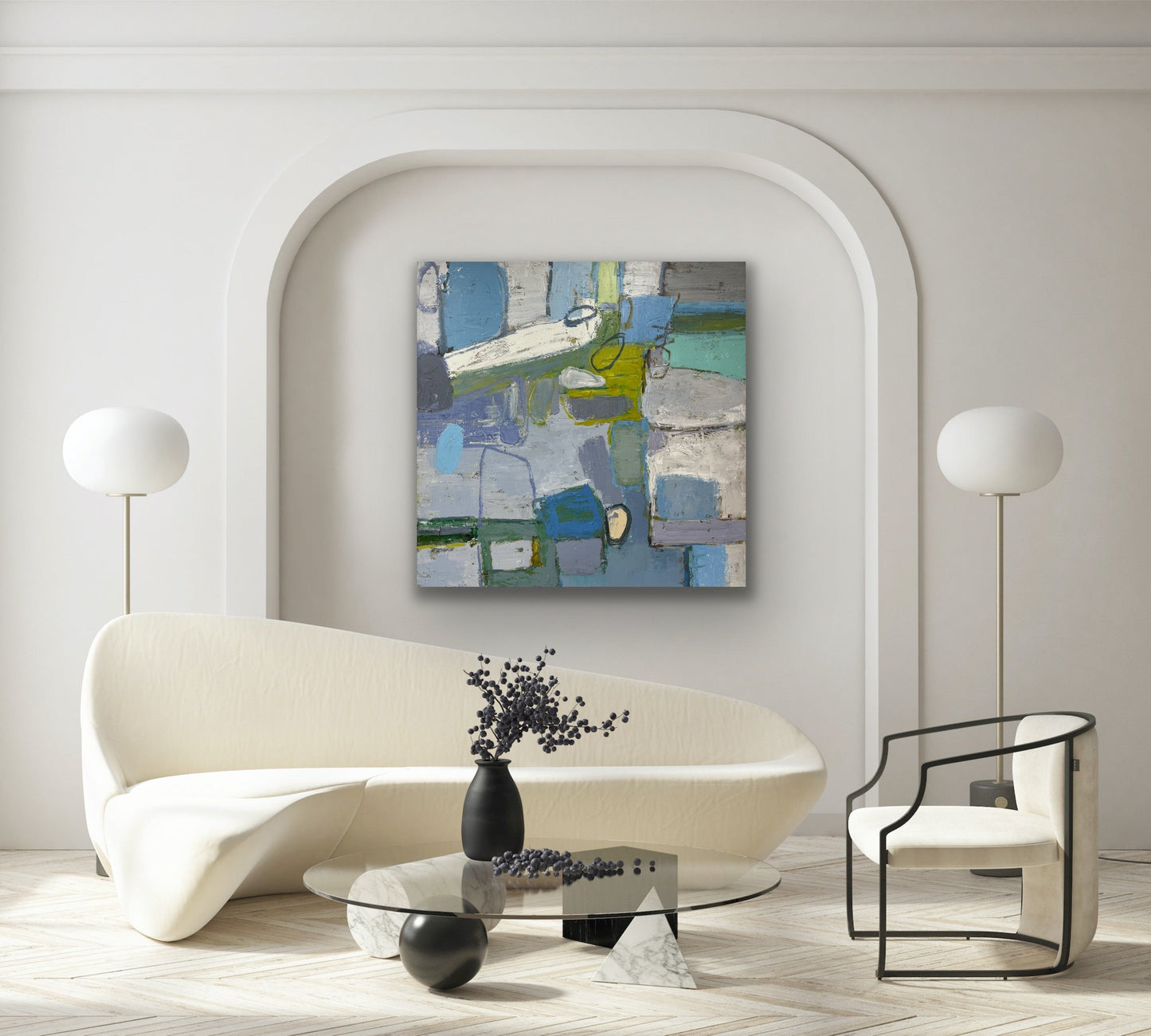 Abstract Blue Shapes Painting