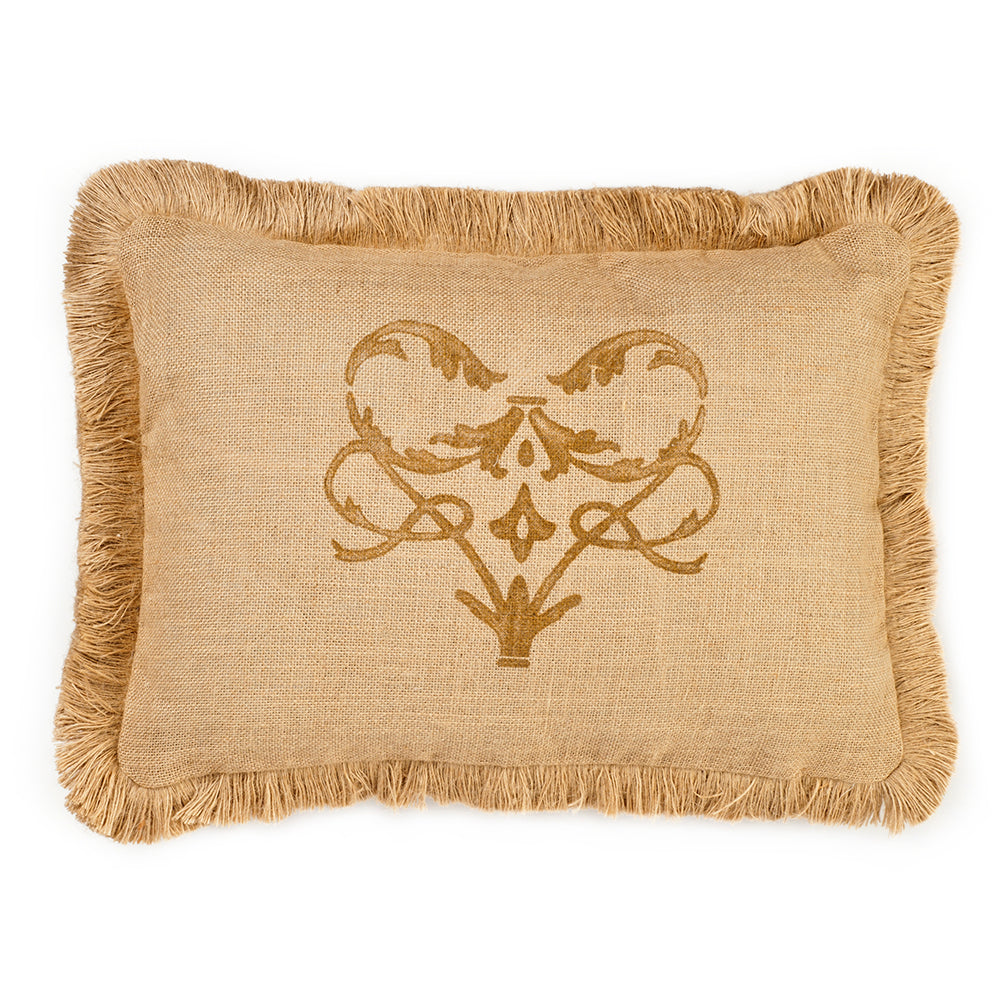 Brown Damask Burlap Pillow