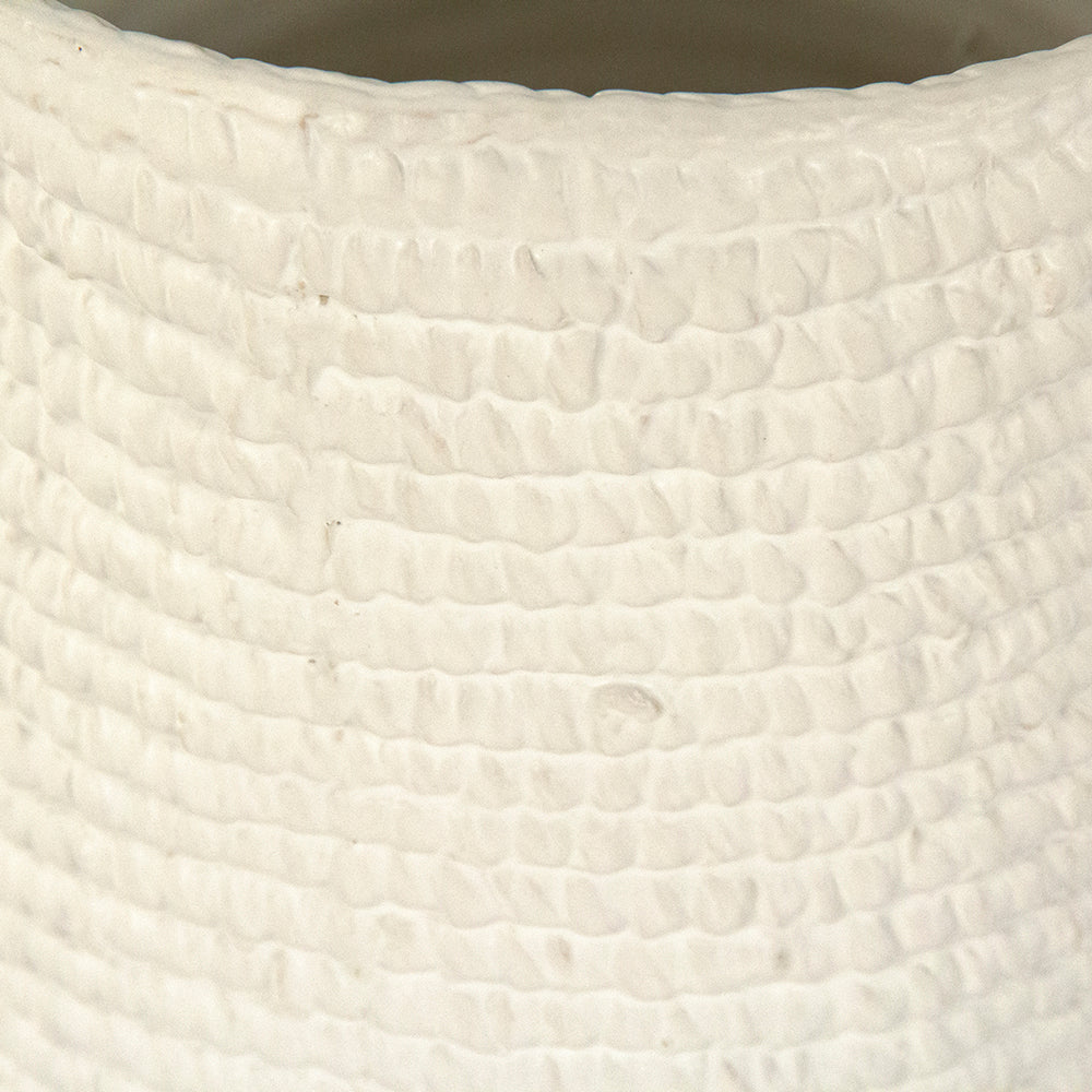 White Cross Weave Vase Large