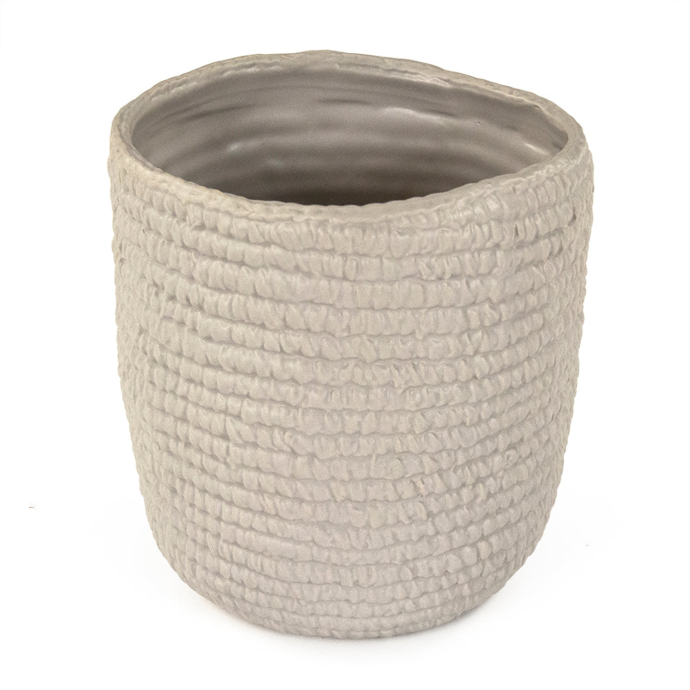Grey Cross Weave Vase Small