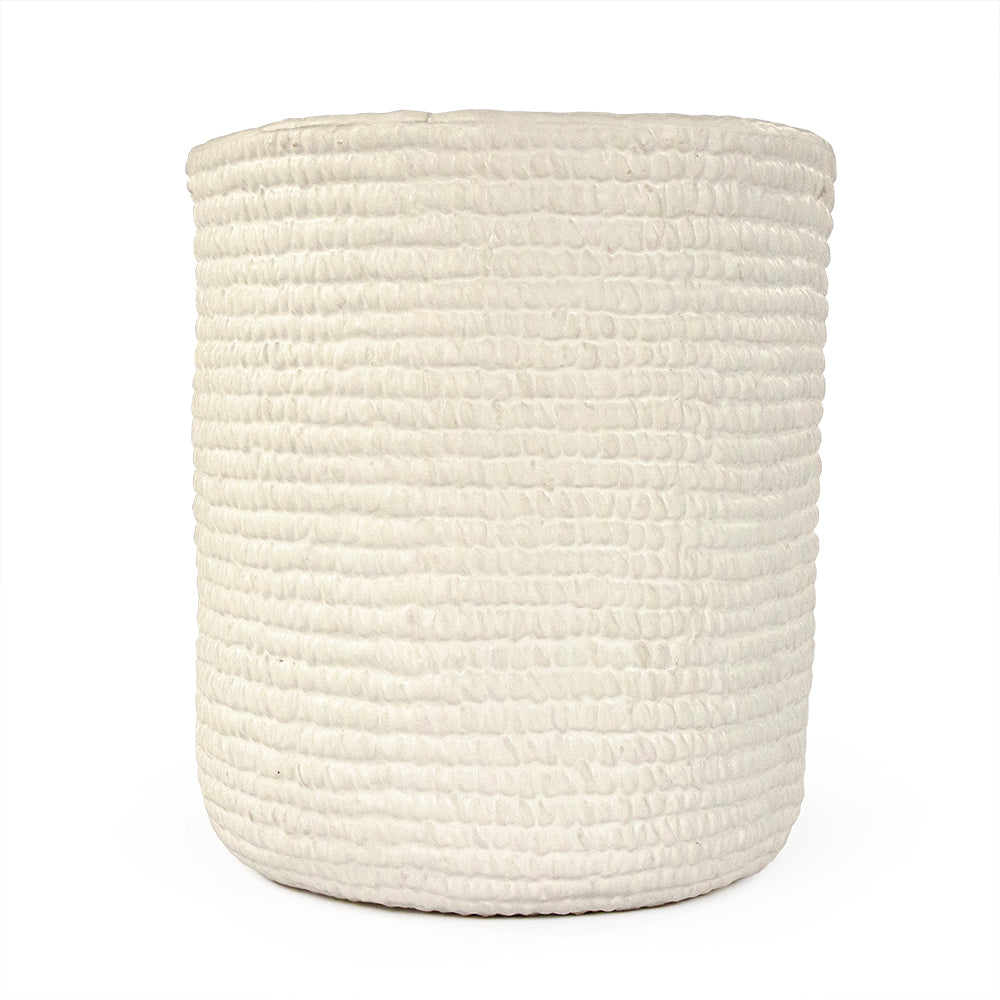 White Cross Weave Vase Large