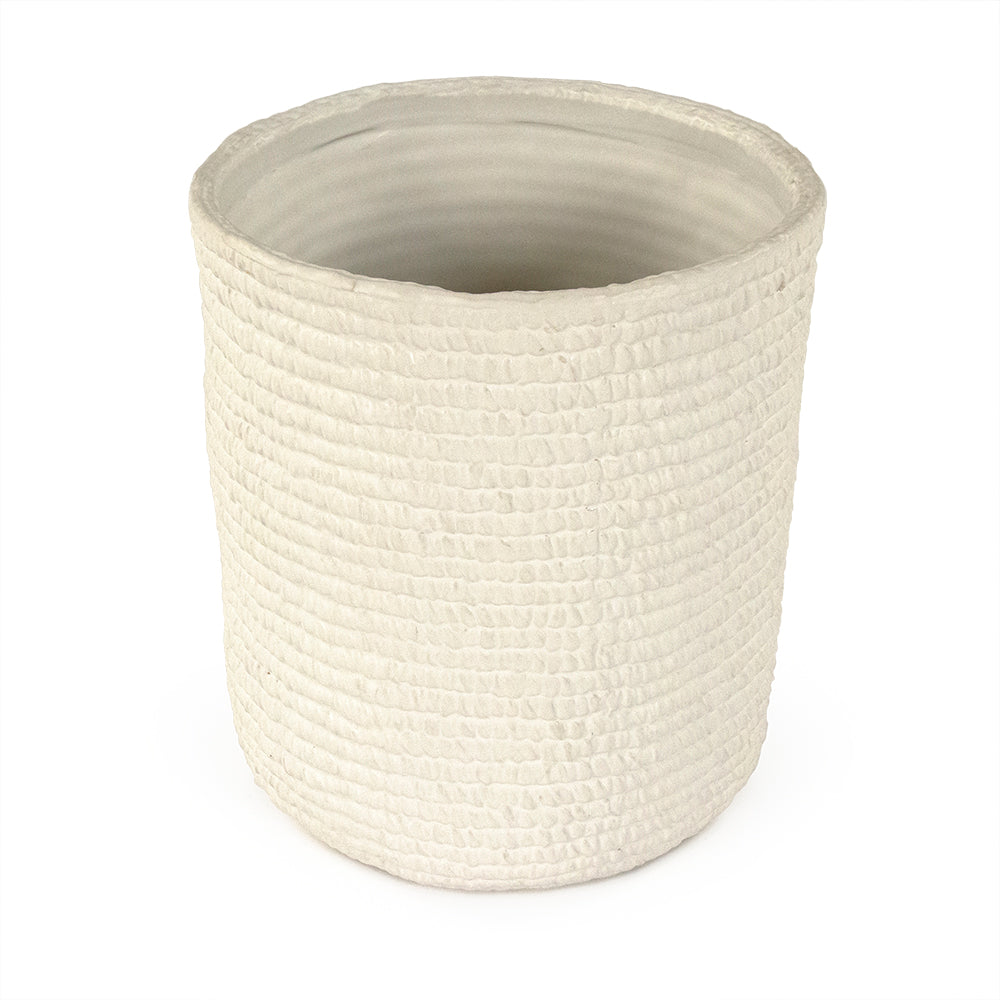 White Cross Weave Vase Large