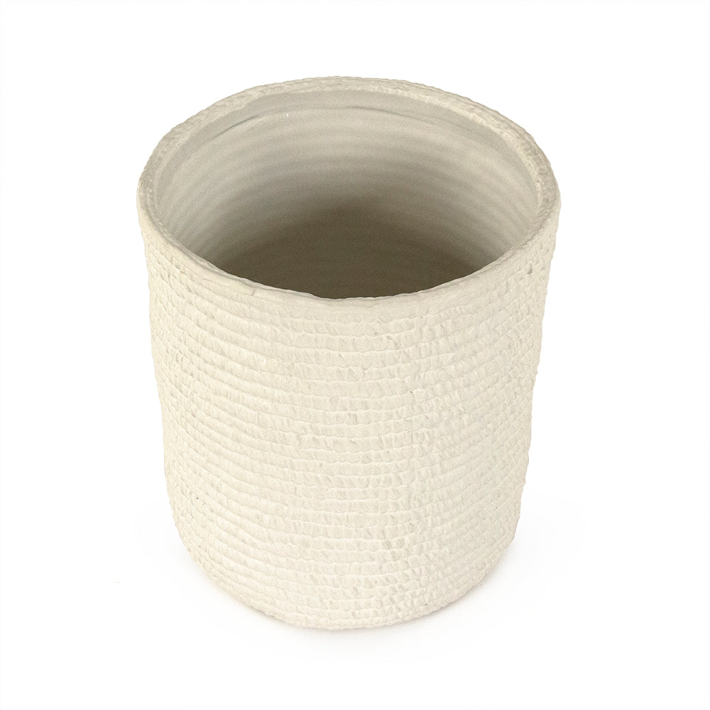 White Cross Weave Vase Large