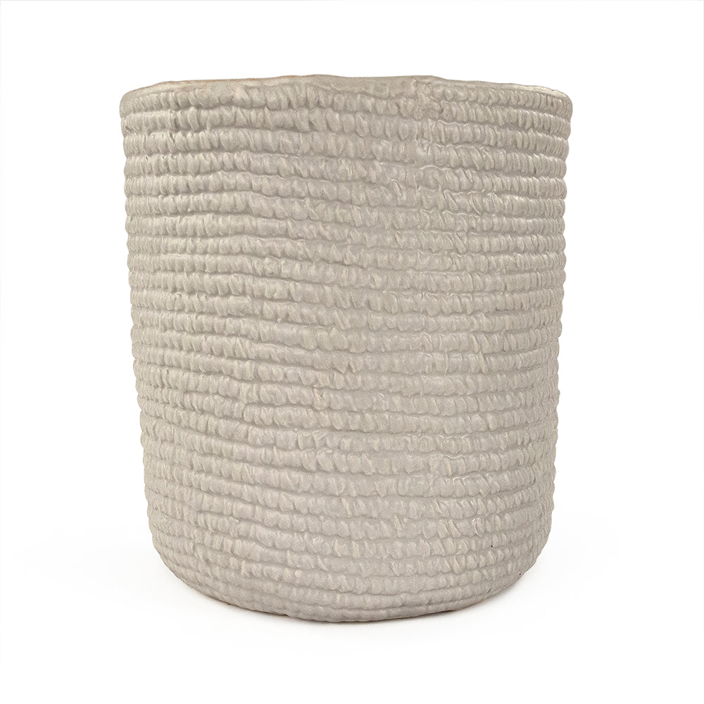 Grey Cross Weave Vase Large
