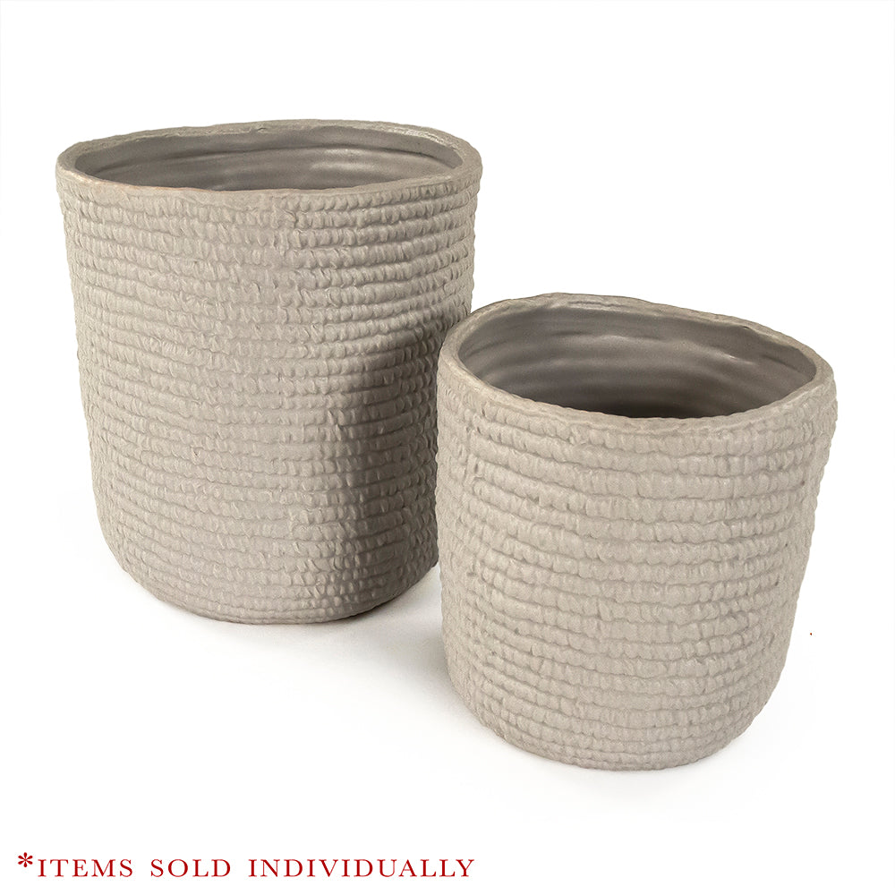 Grey Cross Weave Vase Large