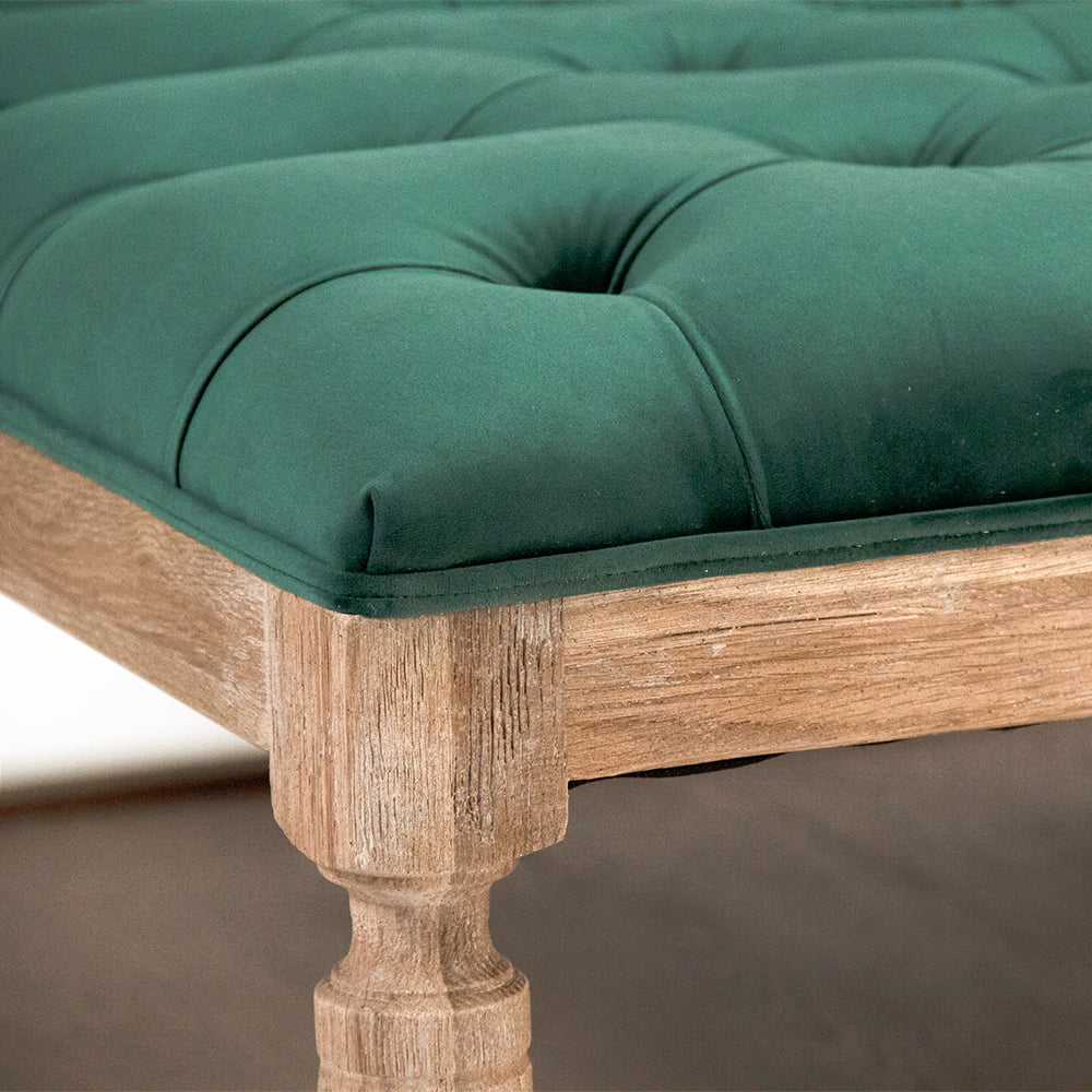 Green Velvet Square Tufted Ottoman
