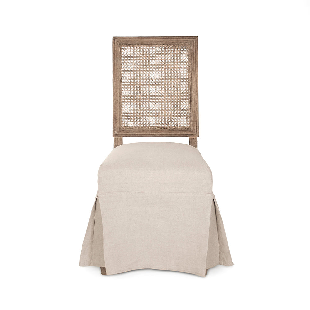 Louis Cane Back Side Chair with Skirt