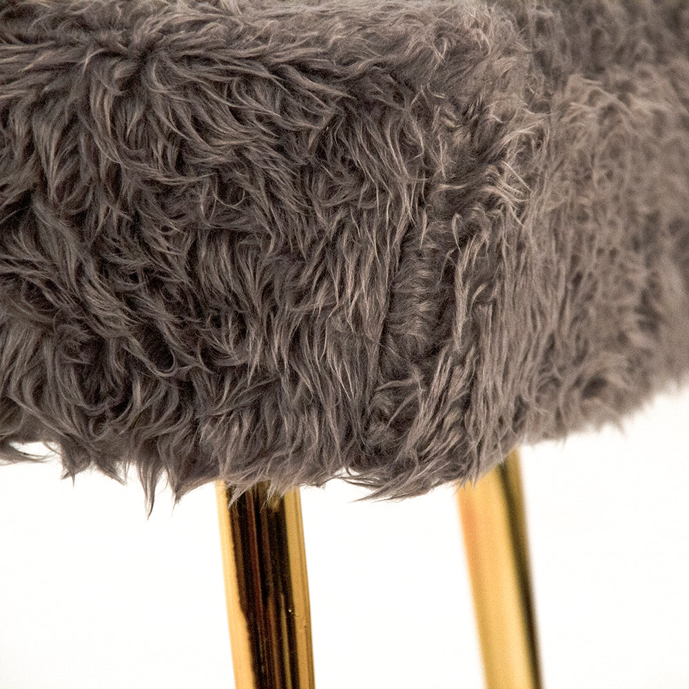 Slate Grey Faux Fur Bench