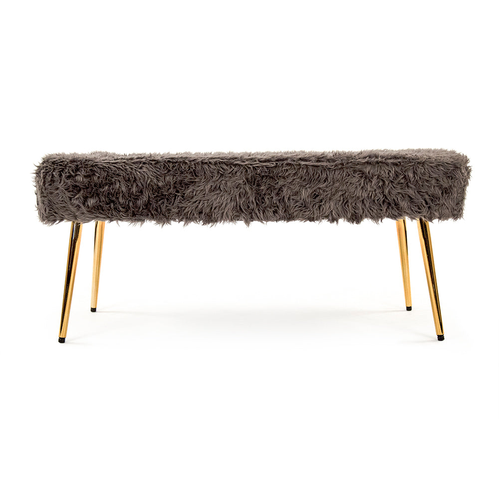 Slate Grey Faux Fur Bench