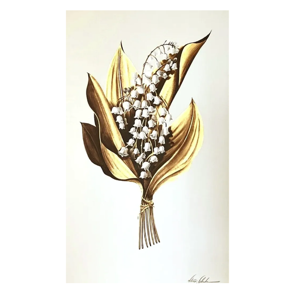 Lilly of the Valley Gold Leaf I - Size 36"X60"