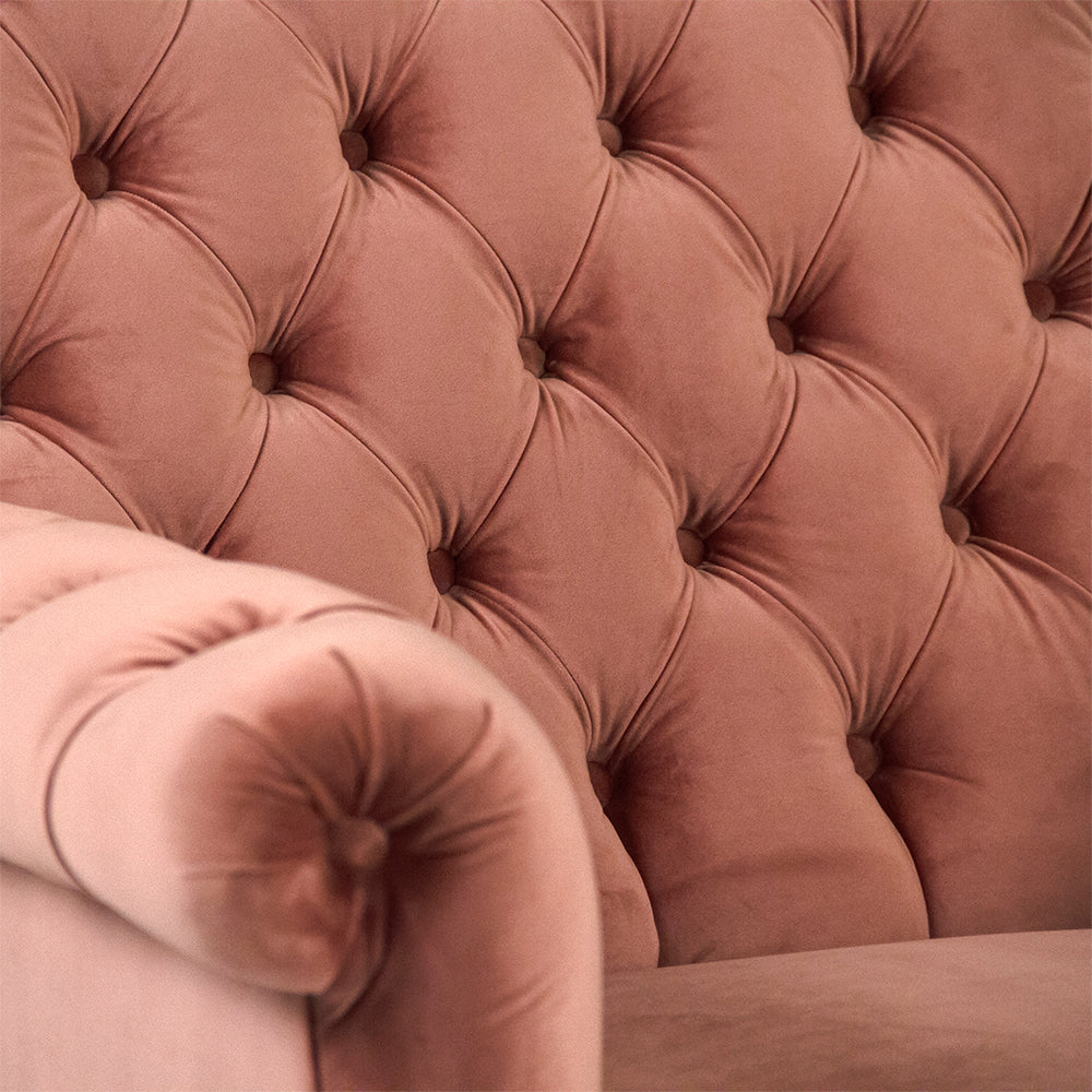 Rose Velvet Lorraine Tufted Arm Chair