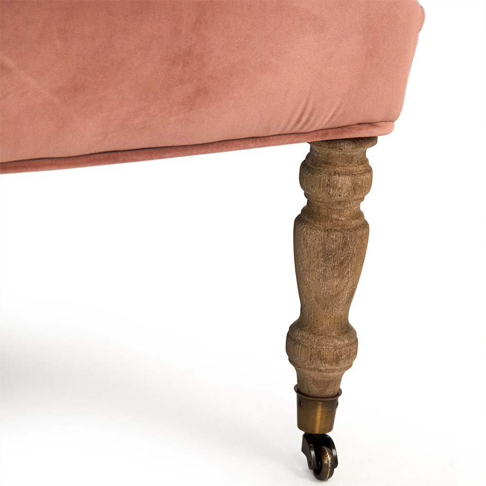 Rose Velvet Lorraine Tufted Arm Chair