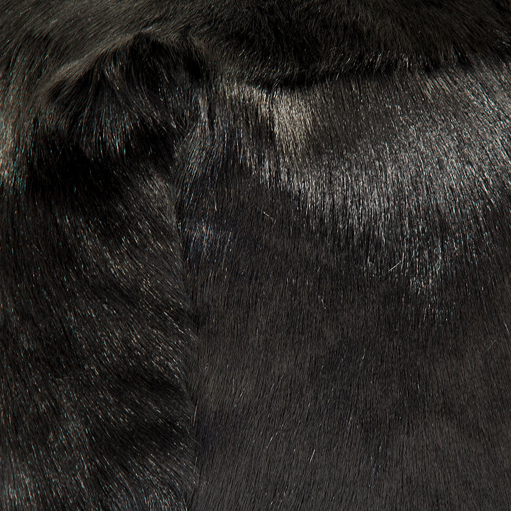 22" x 22" Tibetan Black Goat Fur Pouf