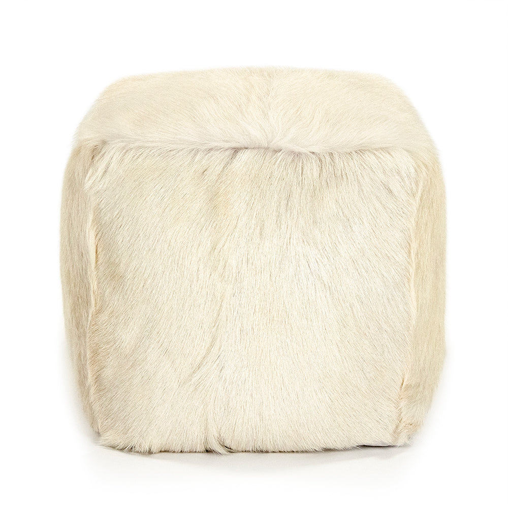Tibetan Ivory Goat Fur Pouf