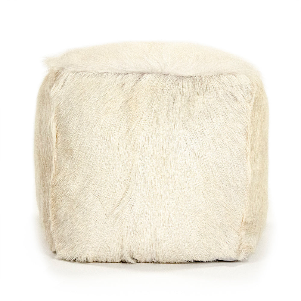 Tibetan Ivory Goat Fur Pouf