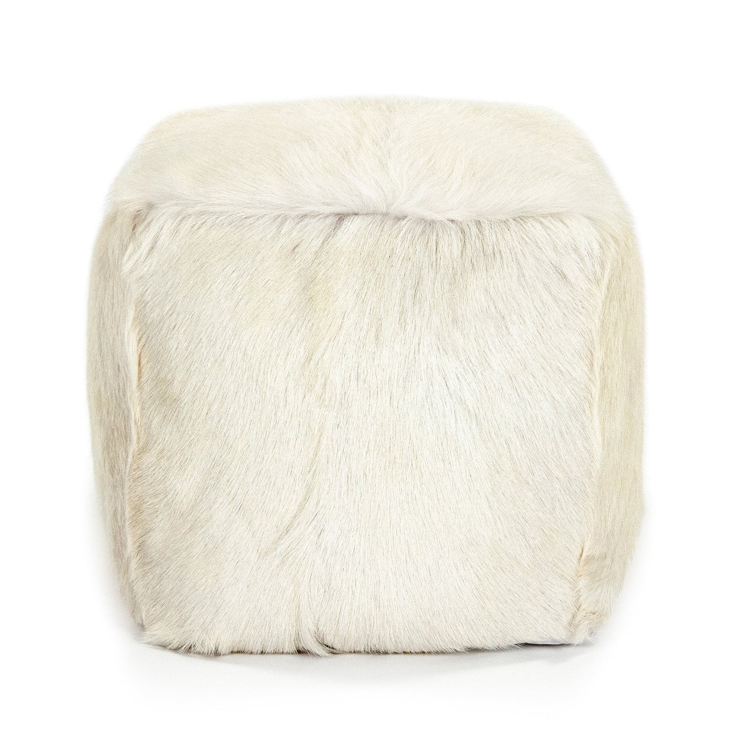 22" x 22" Tibetan White Goat Fur Pouf