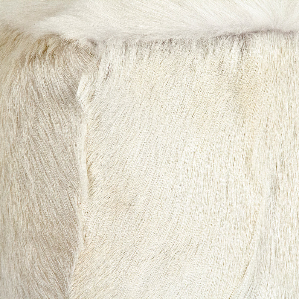 22" x 22" Tibetan White Goat Fur Pouf