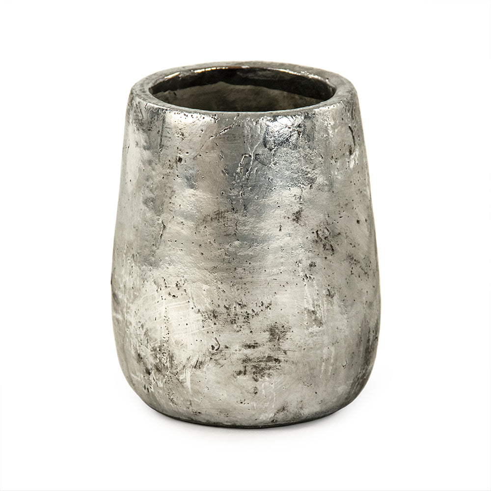 Distressed Metallic Vase
