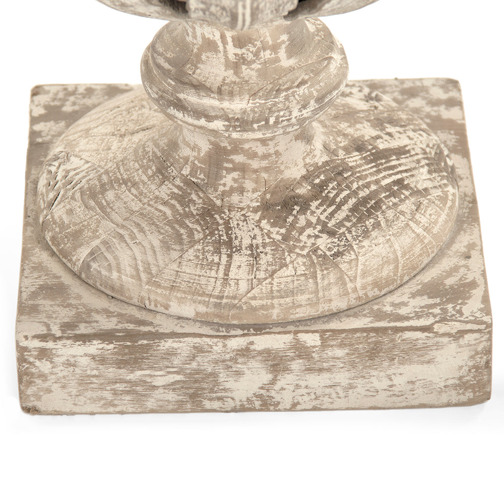 Lea Wooden Urn (Antique White)