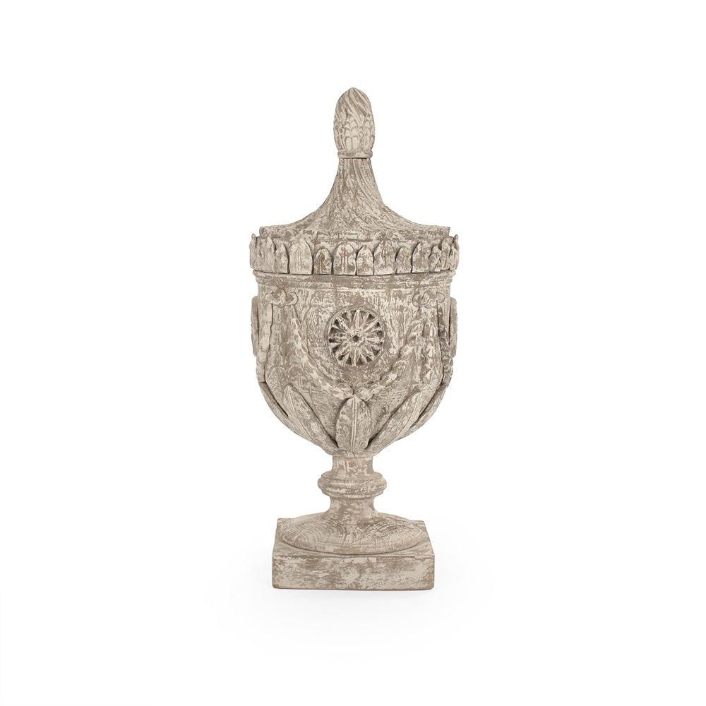 Lea Wooden Urn (Antique White)